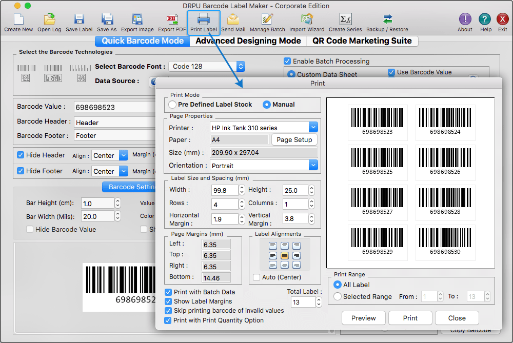 Print Barcode Labels